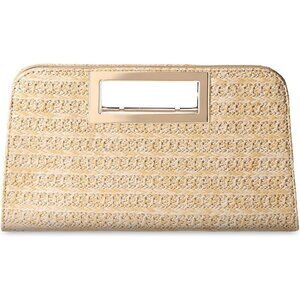 🆕Women Orange Vegan Leather Cut-Out Handle Evening Handbag Crossbody Party Bag